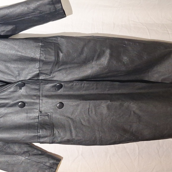 Vintage Black Leather Coat, Long Double Breasted, Worthington, Sz 4 NWOT - Picture 12 of 12